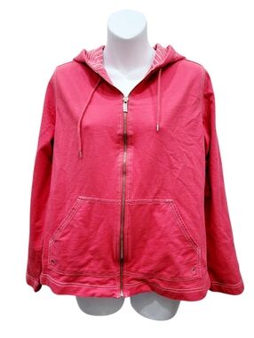Jones New York Pink Zip Up Hoodie Jacket Size: XL